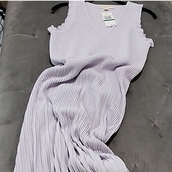 NWT Michael Michael Kors Lavender Mist Size Large Ribbed Dress - Picture 15 of 16